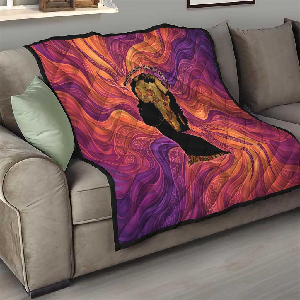 Léopold Sédar Senghor Quilt Femme Noire Silhouette with Africa Map Pattern Vibrant Swirl Background - Wonder Print Shop
