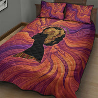 Léopold Sédar Senghor Quilt Bed Set Femme Noire Silhouette with Africa Map Pattern Vibrant Swirl Background - Wonder Print Shop