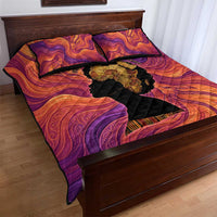 Léopold Sédar Senghor Quilt Bed Set Femme Noire Silhouette with Africa Map Pattern Vibrant Swirl Background - Wonder Print Shop