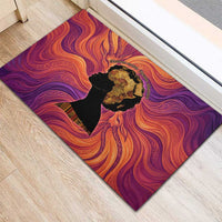 Léopold Sédar Senghor Rubber Doormat Femme Noire Silhouette with Africa Map Pattern Vibrant Swirl Background - Wonder Print Shop