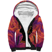 Léopold Sédar Senghor Sherpa Hoodie Femme Noire Silhouette with Africa Map Pattern Vibrant Swirl Background - Wonder Print Shop