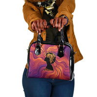 Léopold Sédar Senghor Shoulder Handbag Femme Noire Silhouette with Africa Map Pattern Vibrant Swirl Background - Wonder Print Shop
