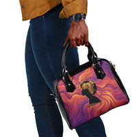Léopold Sédar Senghor Shoulder Handbag Femme Noire Silhouette with Africa Map Pattern Vibrant Swirl Background - Wonder Print Shop