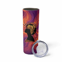 Léopold Sédar Senghor Skinny Tumbler Femme Noire Silhouette with Africa Map Pattern Vibrant Swirl Background - Wonder Print Shop