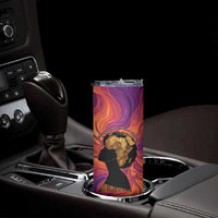 Léopold Sédar Senghor Skinny Tumbler Femme Noire Silhouette with Africa Map Pattern Vibrant Swirl Background - Wonder Print Shop
