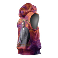 Léopold Sédar Senghor Sleeveless Hoodie Femme Noire Silhouette with Africa Map Pattern Vibrant Swirl Background - Wonder Print Shop