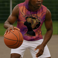 Léopold Sédar Senghor Sleeveless Hoodie Femme Noire Silhouette with Africa Map Pattern Vibrant Swirl Background - Wonder Print Shop