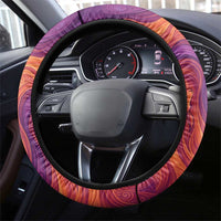 Léopold Sédar Senghor Steering Wheel Cover Femme Noire Silhouette with Africa Map Pattern Vibrant Swirl Background - Wonder Print Shop