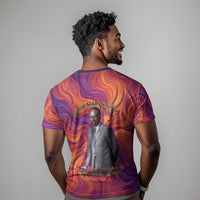 Léopold Sédar Senghor T shirt Femme Noire Silhouette with Africa Map Pattern Vibrant Swirl Background - Wonder Print Shop