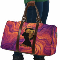 Léopold Sédar Senghor Travel Bag Femme Noire Silhouette with Africa Map Pattern Vibrant Swirl Background - Wonder Print Shop