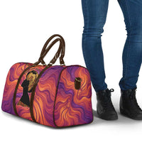 Léopold Sédar Senghor Travel Bag Femme Noire Silhouette with Africa Map Pattern Vibrant Swirl Background - Wonder Print Shop