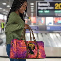 Léopold Sédar Senghor Travel Bag Femme Noire Silhouette with Africa Map Pattern Vibrant Swirl Background - Wonder Print Shop
