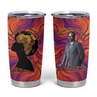 Léopold Sédar Senghor Tumbler Cup Femme Noire Silhouette with Africa Map Pattern Vibrant Swirl Background - Wonder Print Shop