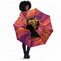 Léopold Sédar Senghor Umbrella Femme Noire Silhouette with Africa Map Pattern Vibrant Swirl Background - Wonder Print Shop