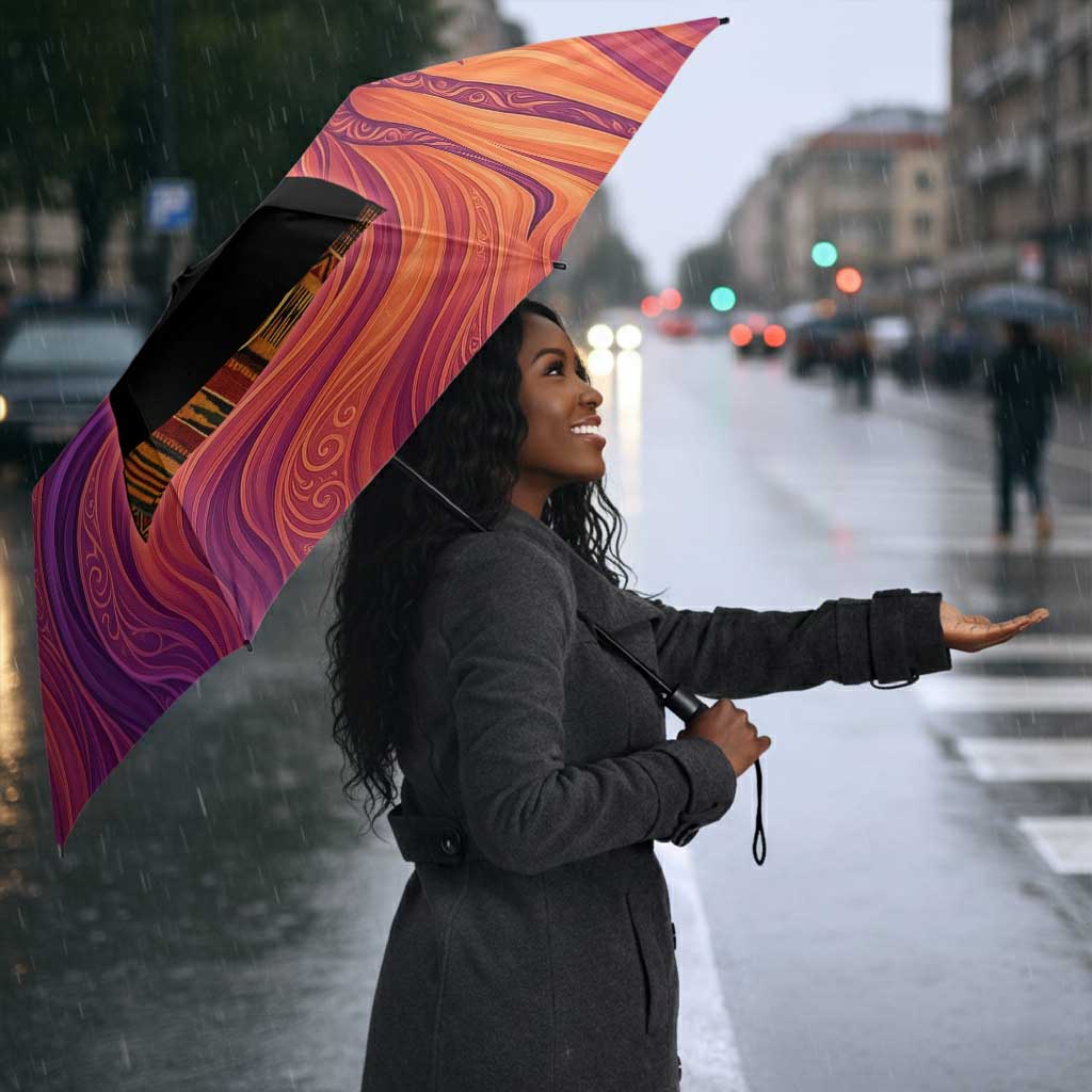Léopold Sédar Senghor Umbrella Femme Noire Silhouette with Africa Map Pattern Vibrant Swirl Background - Wonder Print Shop