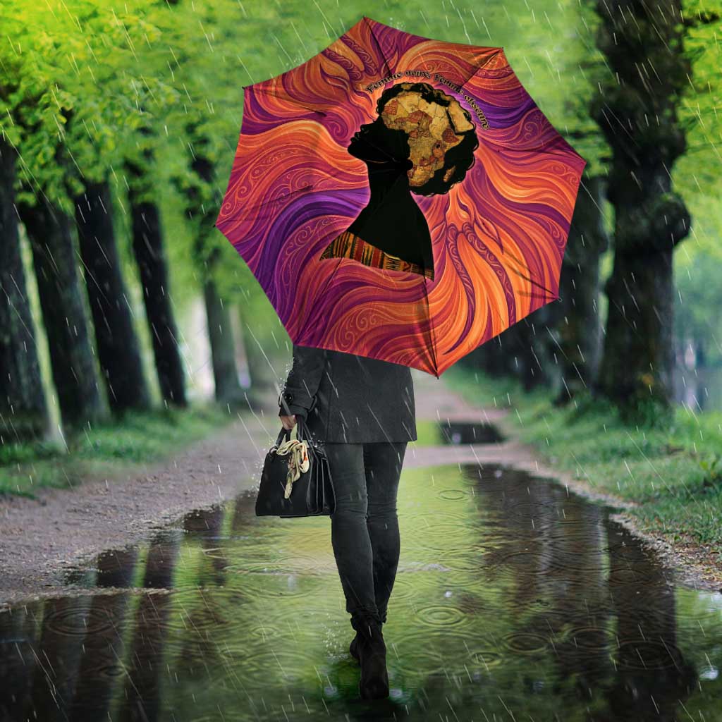 Léopold Sédar Senghor Umbrella Femme Noire Silhouette with Africa Map Pattern Vibrant Swirl Background - Wonder Print Shop