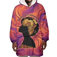 Léopold Sédar Senghor Wearable Blanket Hoodie Femme Noire Silhouette with Africa Map Pattern Vibrant Swirl Background - Wonder Print Shop