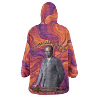 Léopold Sédar Senghor Wearable Blanket Hoodie Femme Noire Silhouette with Africa Map Pattern Vibrant Swirl Background - Wonder Print Shop