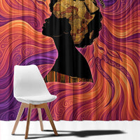 Léopold Sédar Senghor Window Curtain Femme Noire Silhouette with Africa Map Pattern Vibrant Swirl Background - Wonder Print Shop