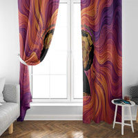 Léopold Sédar Senghor Window Curtain Femme Noire Silhouette with Africa Map Pattern Vibrant Swirl Background - Wonder Print Shop
