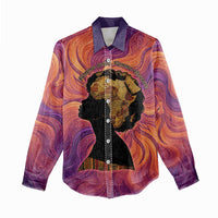 Léopold Sédar Senghor Women Casual Shirt Femme Noire Silhouette with Africa Map Pattern Vibrant Swirl Background - Wonder Print Shop
