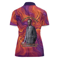 Léopold Sédar Senghor Women Polo Shirt Femme Noire Silhouette with Africa Map Pattern Vibrant Swirl Background - Wonder Print Shop