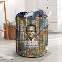Léopold Sédar Senghor Laundry Basket President Poete Portrait Futuristic African Robotic Handshake Earth and Flowers Unity - Wonder Print Shop