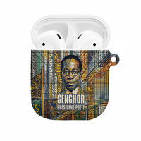 Léopold Sédar Senghor AirPods Case President Poete Portrait Futuristic African Robotic Handshake Earth and Flowers Unity - Wonder Print Shop