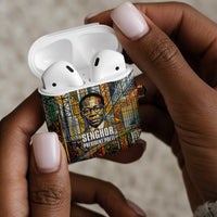 Léopold Sédar Senghor AirPods Case President Poete Portrait Futuristic African Robotic Handshake Earth and Flowers Unity - Wonder Print Shop