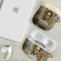 Léopold Sédar Senghor AirPods Case President Poete Portrait Futuristic African Robotic Handshake Earth and Flowers Unity - Wonder Print Shop
