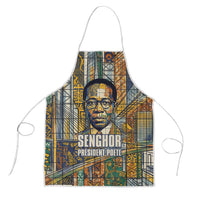 Léopold Sédar Senghor Apron President Poete Portrait Futuristic African Robotic Handshake Earth and Flowers Unity - Wonder Print Shop