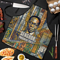 Léopold Sédar Senghor Apron President Poete Portrait Futuristic African Robotic Handshake Earth and Flowers Unity - Wonder Print Shop