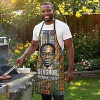 Léopold Sédar Senghor Apron President Poete Portrait Futuristic African Robotic Handshake Earth and Flowers Unity - Wonder Print Shop