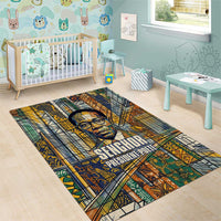 Léopold Sédar Senghor Area Rug President Poete Portrait Futuristic African Robotic Handshake Earth and Flowers Unity - Wonder Print Shop
