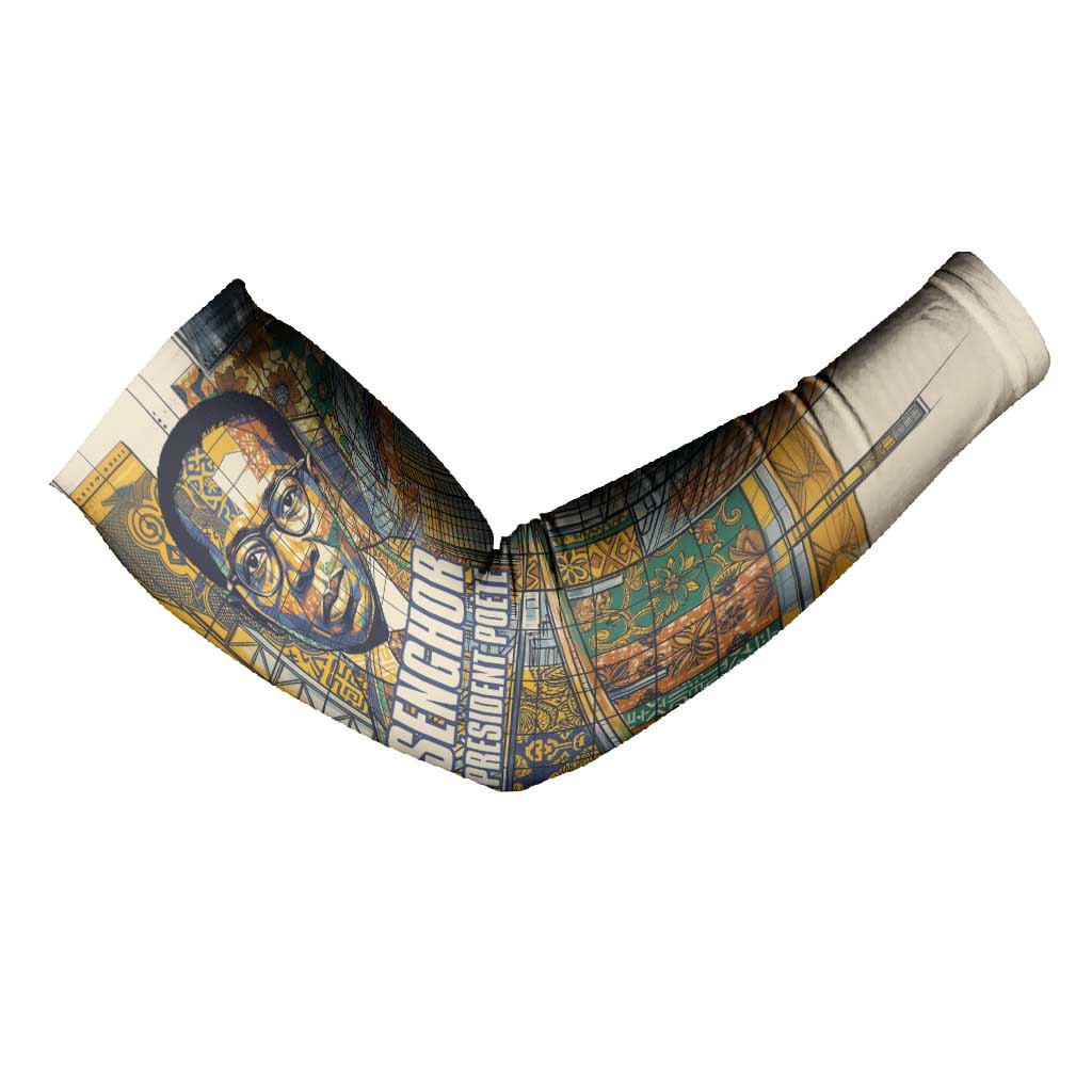 Léopold Sédar Senghor Arm Sleeves President Poete Portrait Futuristic African Robotic Handshake Earth and Flowers Unity - Wonder Print Shop