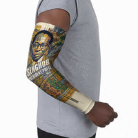 Léopold Sédar Senghor Arm Sleeves President Poete Portrait Futuristic African Robotic Handshake Earth and Flowers Unity - Wonder Print Shop