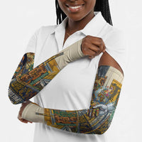 Léopold Sédar Senghor Arm Sleeves President Poete Portrait Futuristic African Robotic Handshake Earth and Flowers Unity - Wonder Print Shop