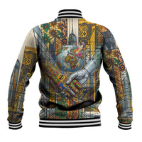 Léopold Sédar Senghor Baseball Jacket President Poete Portrait Futuristic African Robotic Handshake Earth and Flowers Unity - Wonder Print Shop