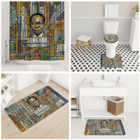 Léopold Sédar Senghor Bathroom Set President Poete Portrait Futuristic African Robotic Handshake Earth and Flowers Unity - Wonder Print Shop