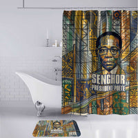 Léopold Sédar Senghor Bathroom Set President Poete Portrait Futuristic African Robotic Handshake Earth and Flowers Unity - Wonder Print Shop
