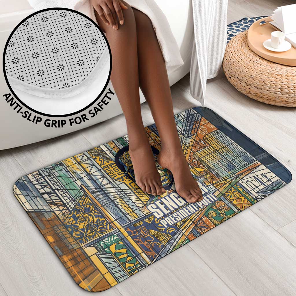 Léopold Sédar Senghor Bathroom Set President Poete Portrait Futuristic African Robotic Handshake Earth and Flowers Unity - Wonder Print Shop