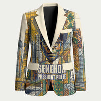 Léopold Sédar Senghor Blazer President Poete Portrait Futuristic African Robotic Handshake Earth and Flowers Unity - Wonder Print Shop