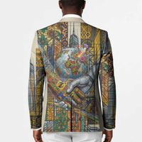 Léopold Sédar Senghor Blazer President Poete Portrait Futuristic African Robotic Handshake Earth and Flowers Unity - Wonder Print Shop
