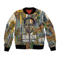 Léopold Sédar Senghor Bomber Jacket President Poete Portrait Futuristic African Robotic Handshake Earth and Flowers Unity - Wonder Print Shop