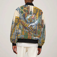 Léopold Sédar Senghor Bomber Jacket President Poete Portrait Futuristic African Robotic Handshake Earth and Flowers Unity - Wonder Print Shop