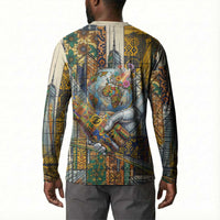 Léopold Sédar Senghor Button Sweatshirt President Poete Portrait Futuristic African Robotic Handshake Earth and Flowers Unity