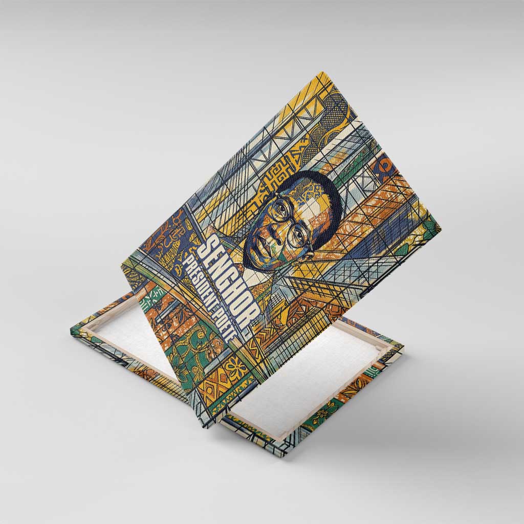 Léopold Sédar Senghor Canvas Wall Art President Poete Portrait Futuristic African Robotic Handshake Earth and Flowers Unity - Wonder Print Shop