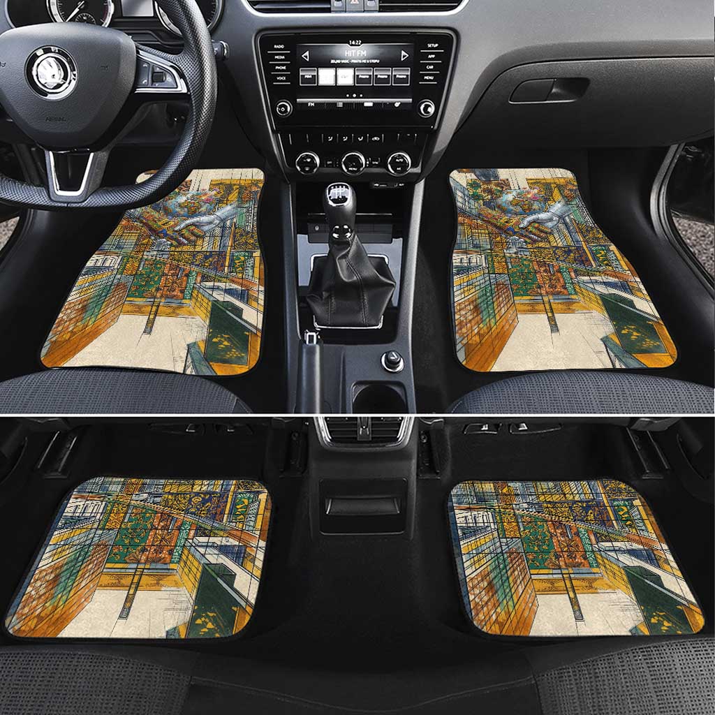Léopold Sédar Senghor Car Mats President Poete Portrait Futuristic African Robotic Handshake Earth and Flowers Unity - Wonder Print Shop