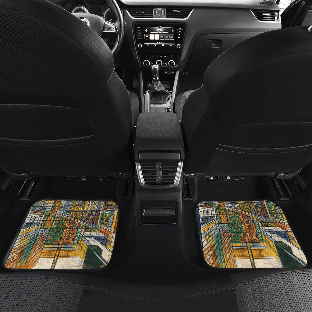 Léopold Sédar Senghor Car Mats President Poete Portrait Futuristic African Robotic Handshake Earth and Flowers Unity - Wonder Print Shop