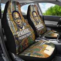 Léopold Sédar Senghor Car Seat Cover President Poete Portrait Futuristic African Robotic Handshake Earth and Flowers Unity - Wonder Print Shop